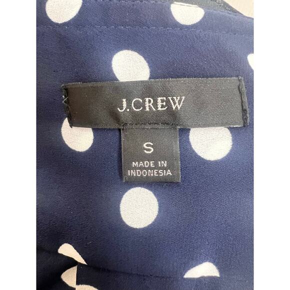 JCrew Scalloped Polka Dot Blouse Small Long Sleeve Blue and White‎ - Picture 7 of 7